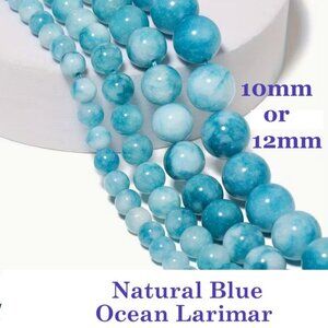Natural Blue Ocean Larimar   Big, Bold, Beautiful 10mm 15" Strand